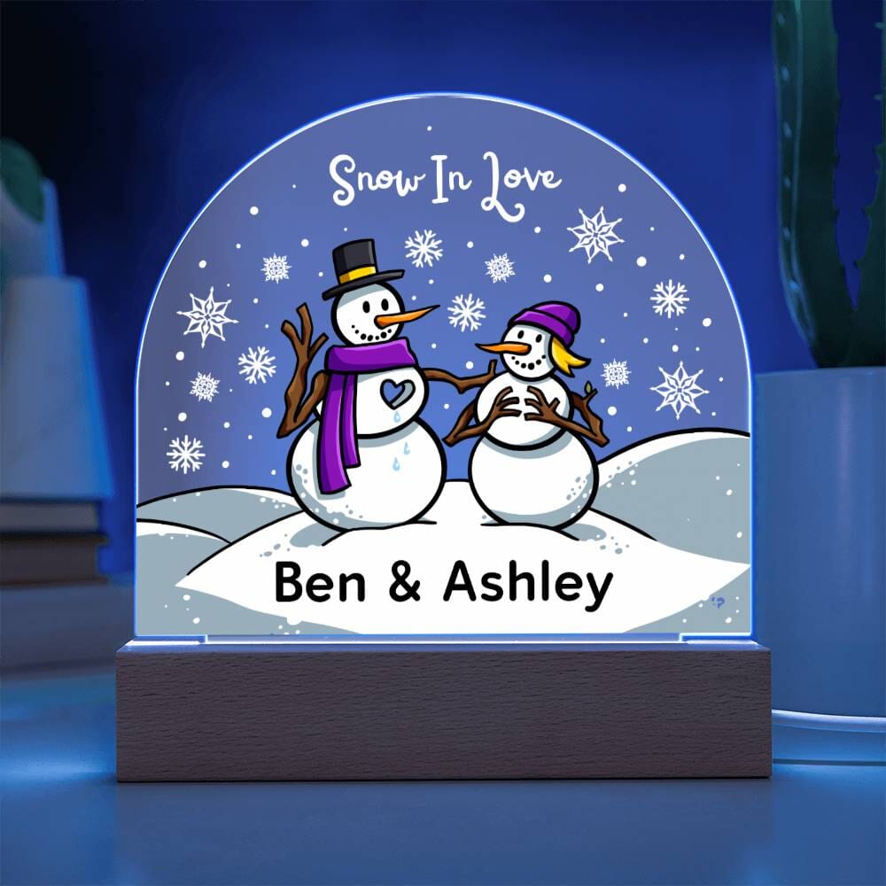 Couple Snow Globe Snowman Plaque - Custom Acrylic Sign - THG#340AD Jewelry 