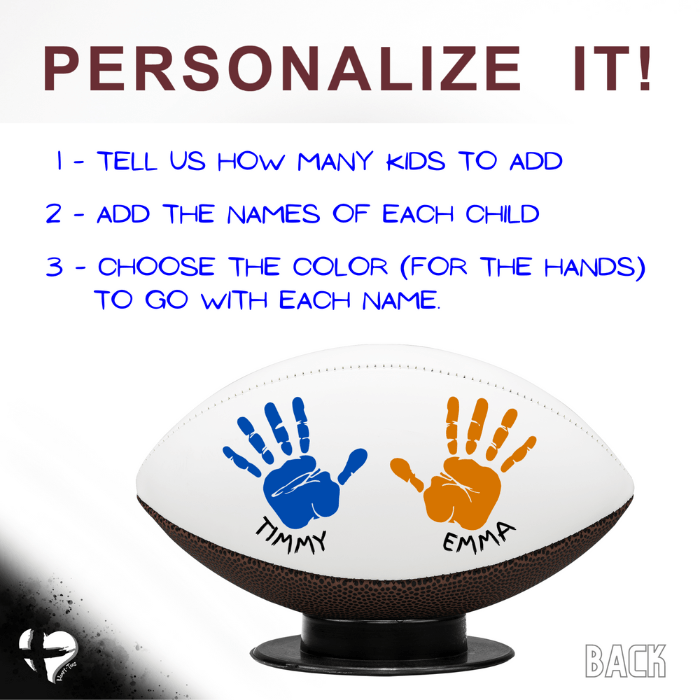 Custom Gift For Dad - Personalized Handprints From Kids - Football & Stand HGF#133FB Sports fan accessories 