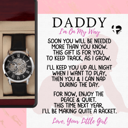 Daddy To Be - I'm On My Way - From Baby Girl Openwork Watch 81OWcR Jewelry 