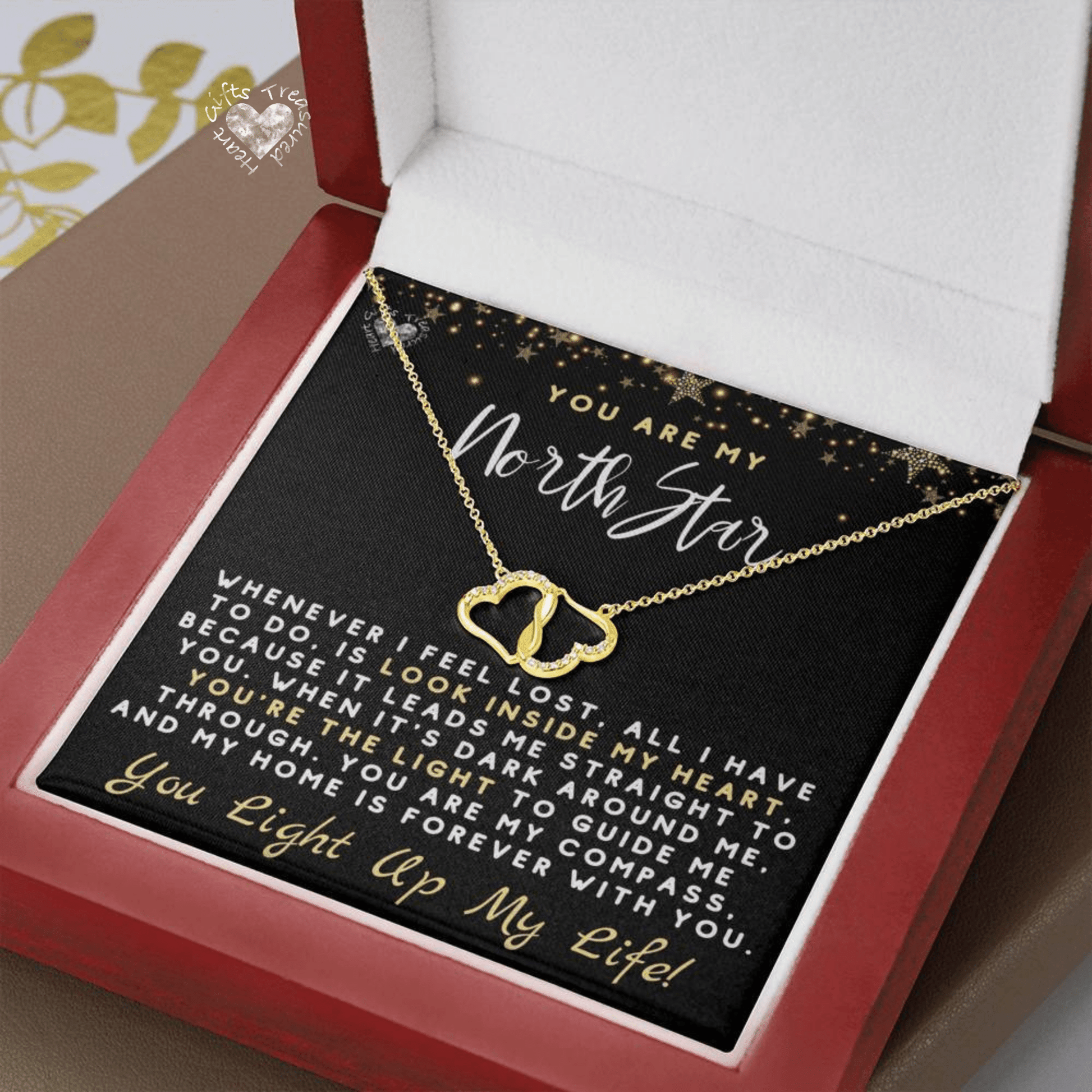 North Star Double Hearts Necklace With Certificate Of Authenticity Diamond Necklace 