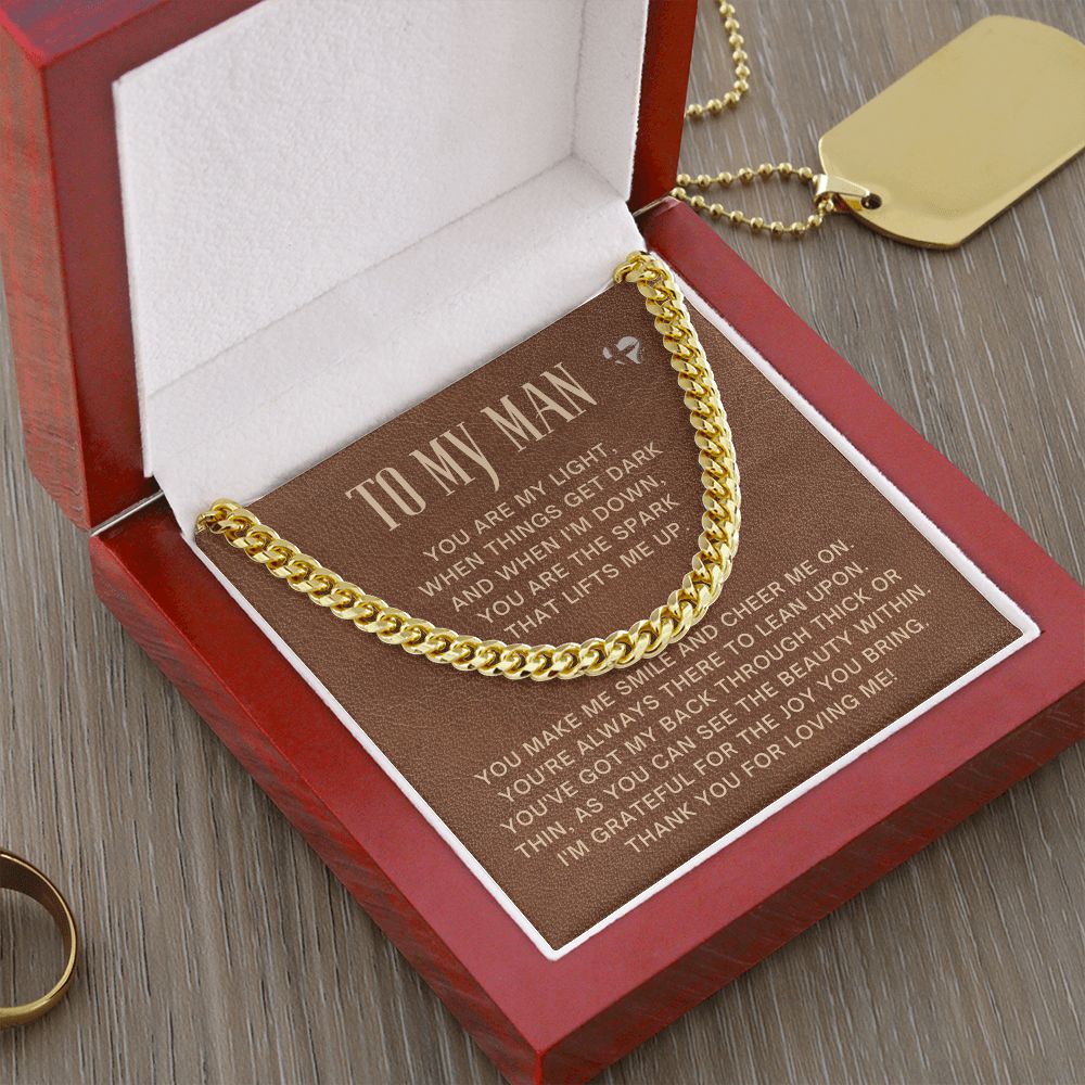 To My Man - The Spark In The Dark - Cuban Chain HGF#038RCC Jewelry 14K Gold Coated Luxury Box 