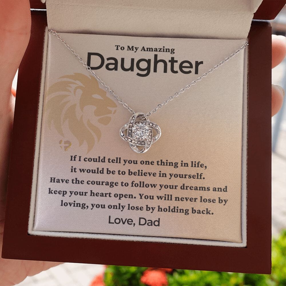 Daughter - You'll Never Lose By Loving - Love Knot HGF#226LK Jewelry 14K White Gold Finish Luxury Box 