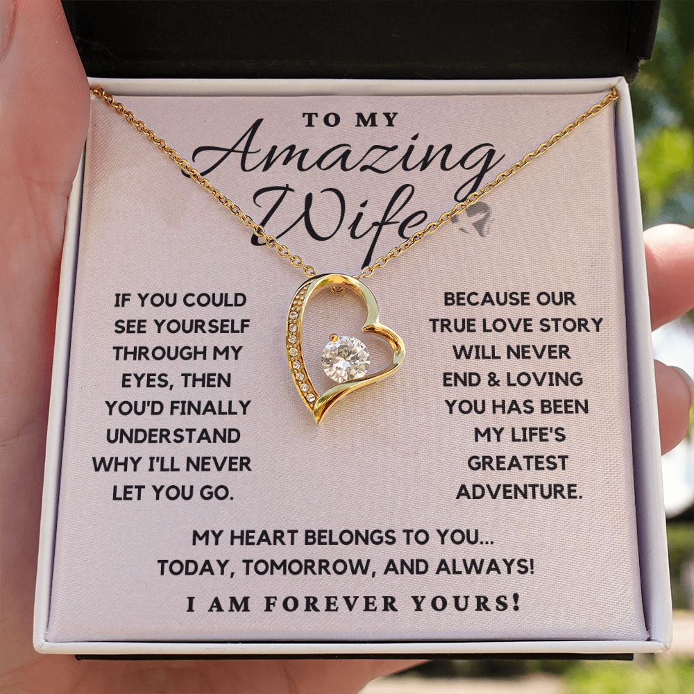 Wife - True Love Never Ends - Heart Necklace HGF#110v5b Jewelry 