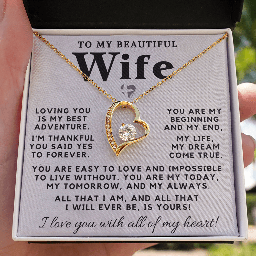 My Wife - My Best Adventure - Forever Love Heart Necklace HGF#98FLb Jewelry 