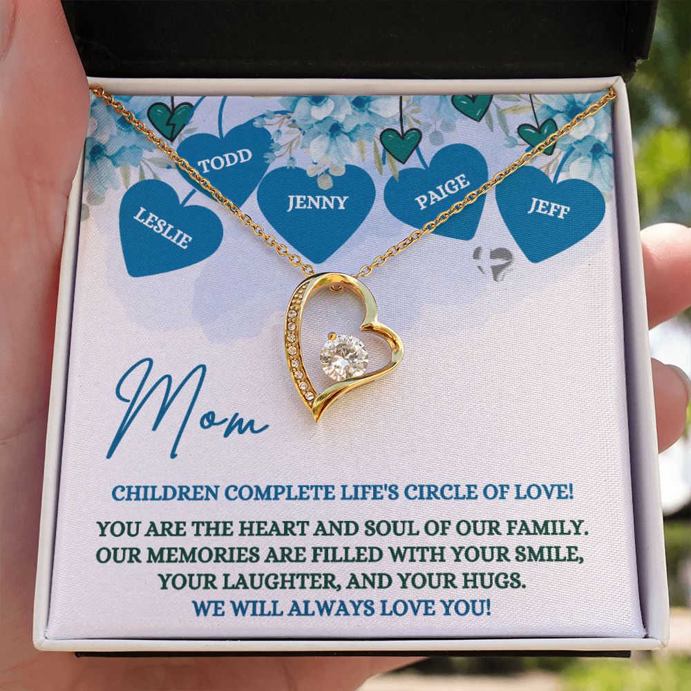 Mom's Circle of Love - Personalized - Forever Heart Necklace HGF#173LK Jewelry 