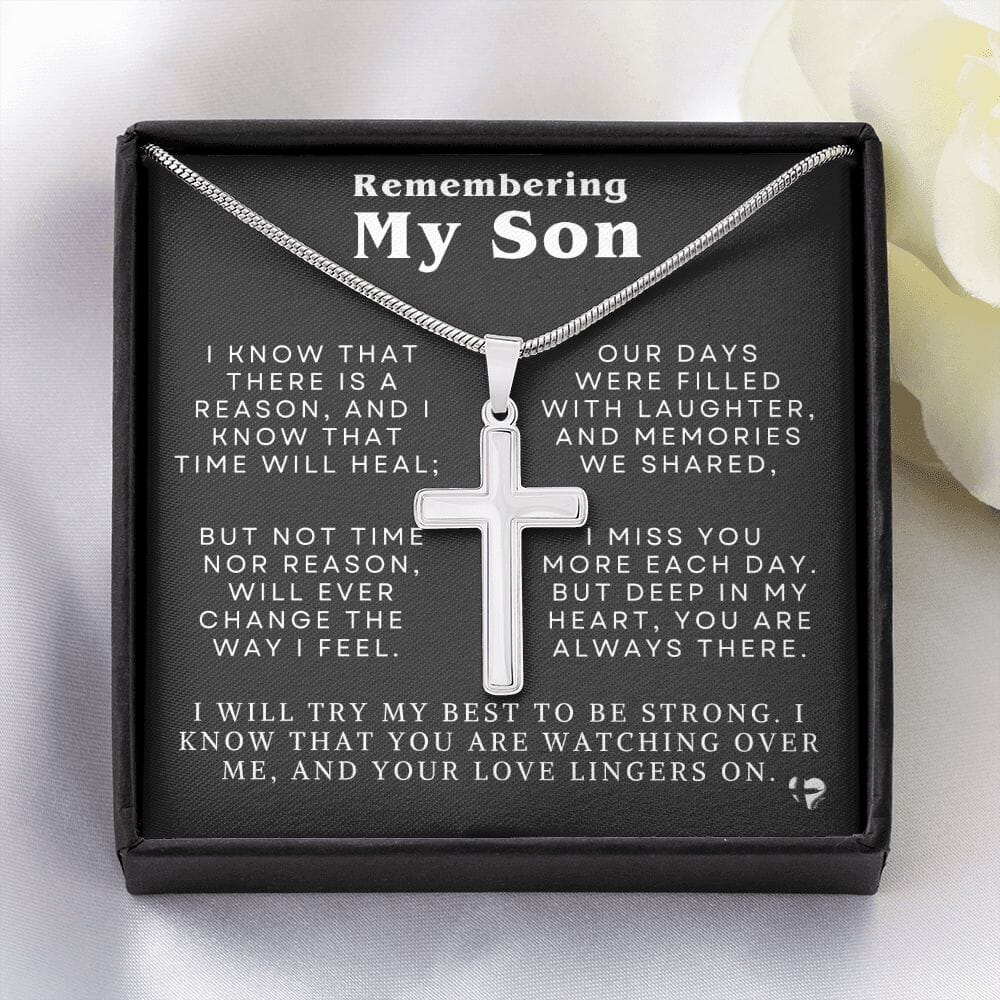 Remembering My Son - Time Will Heal - Cross Necklace HGF#284AC Jewelry 