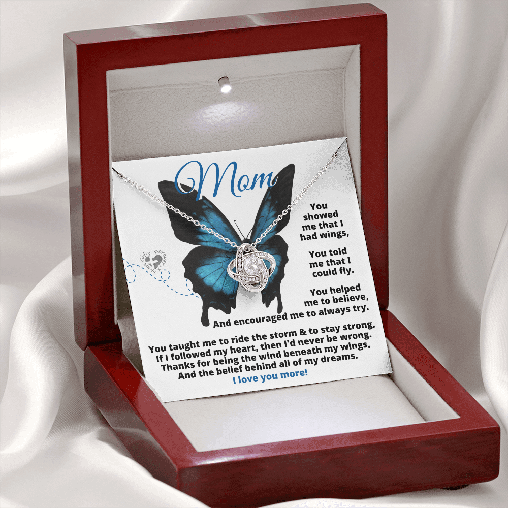 Mom I Love You Necklace custom Mahogany Style Luxury Box (w/LED) 