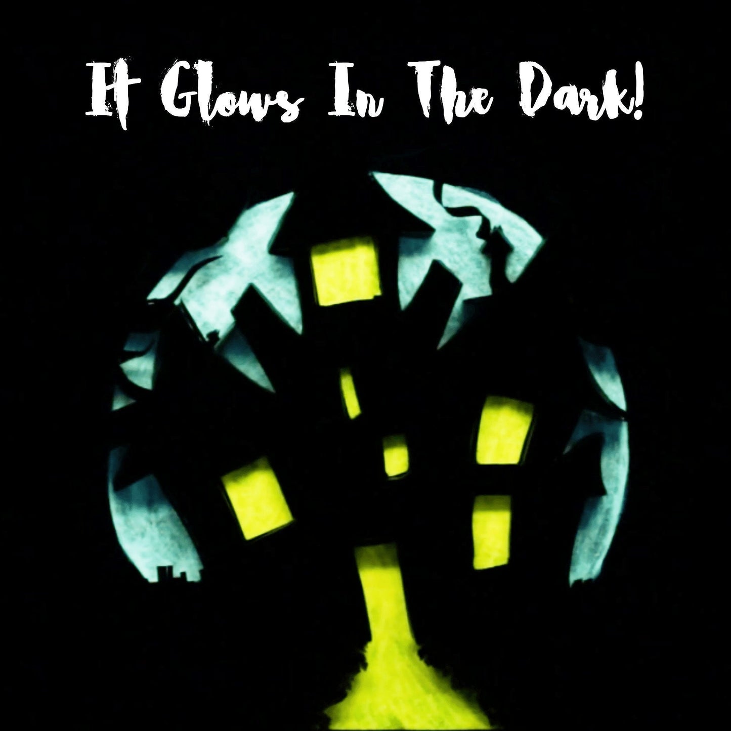 Haunted Mansion Décor Glow In The Dark Paper Art 8x8 