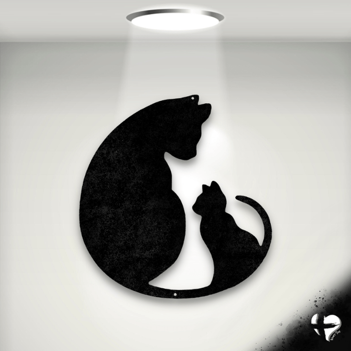 Gifts For Cat Lovers - Cat Decor Custom Black 12" 