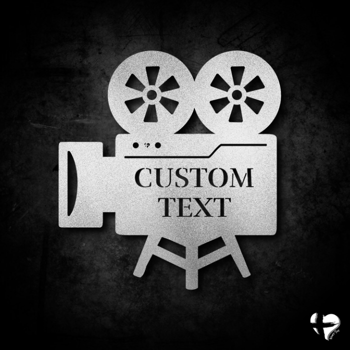 Movie Theatre Sign | Customizable Movie Camera Wall Art Silver Size 12 