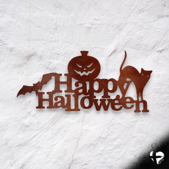 Happy Halloween Sign Metal Wall Art Custom Copper 12" 