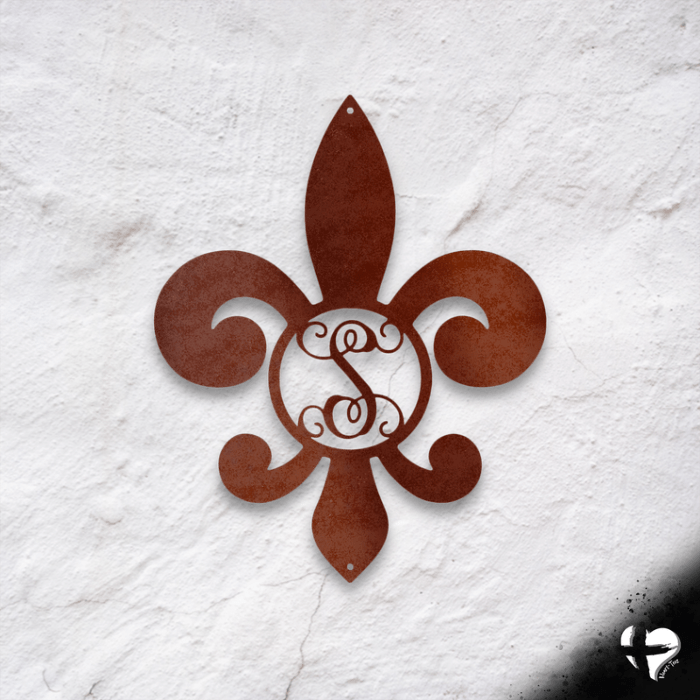 Personalized Fleur De Lis Sign Wall Art Copper 12" 